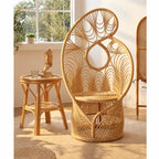 Sculptural Honey-Tone Rattan Accent Chair with Phoenix Back and Resort Style