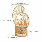 Sculptural Honey-Tone Rattan Accent Chair with Phoenix Back and Resort Style Dimensions