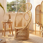 Sculptural Honey-Tone Rattan Accent Chair with Phoenix Back and Resort Style Main Product Image