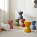 Sculptural Hourglass End and Side Table, Fluted Matte Stool Accent