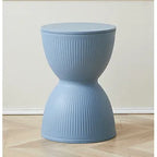 Sculptural Hourglass End and Side Table, Fluted Matte Stool Accent