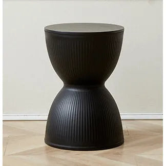 Sculptural Hourglass End and Side Table, Fluted Matte Stool Accent