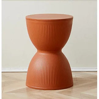 Sculptural Hourglass End and Side Table, Fluted Matte Stool Accent