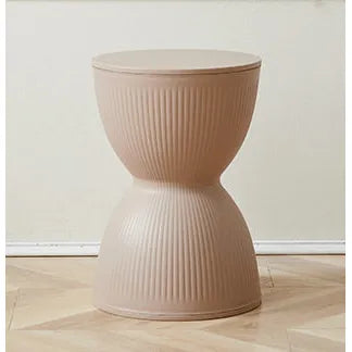 Sculptural Hourglass End and Side Table, Fluted Matte Stool Accent