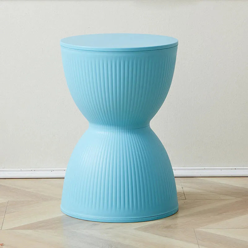 Sculptural Hourglass End and Side Table, Fluted Matte Stool Accent