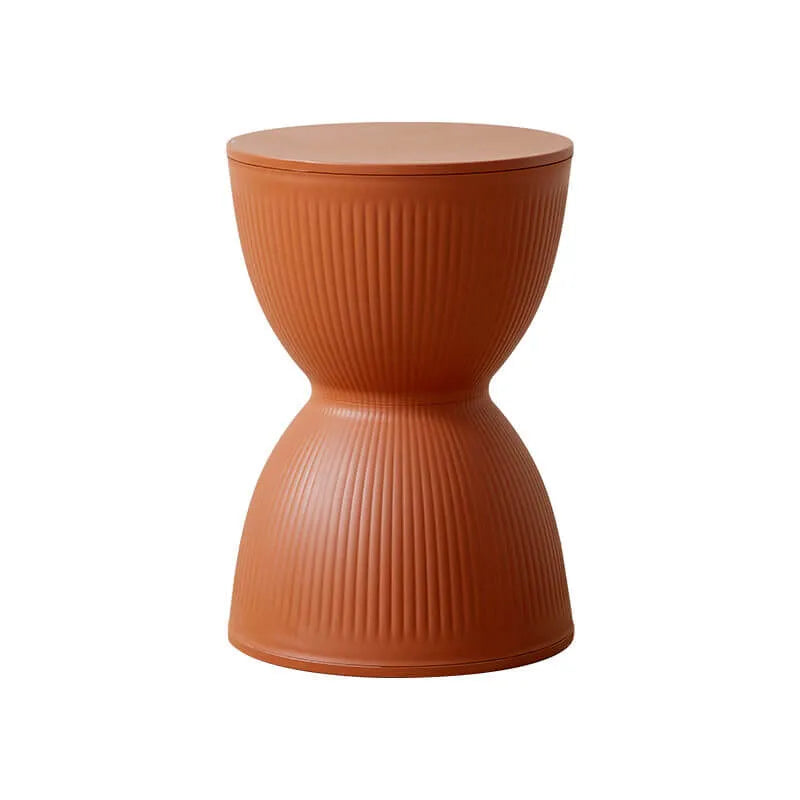 Sculptural Hourglass End and Side Table, Fluted Matte Stool Accent