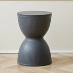 Sculptural Hourglass End and Side Table, Fluted Matte Stool Accent