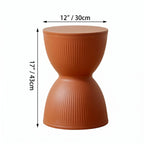 Sculptural Hourglass End and Side Table, Fluted Matte Stool Accent Dimensions
