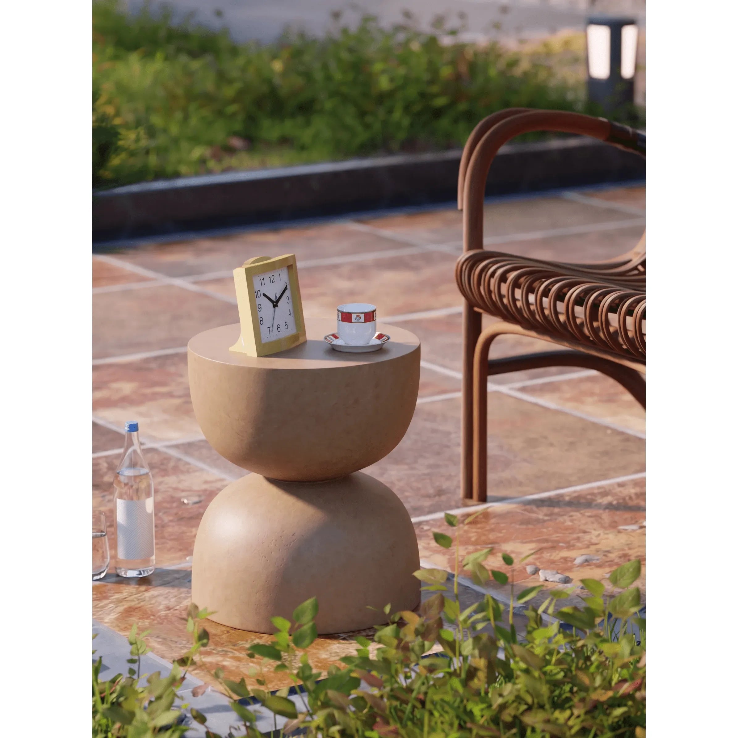 Sculptural Hourglass End and Side Table With Textured Matte Finish