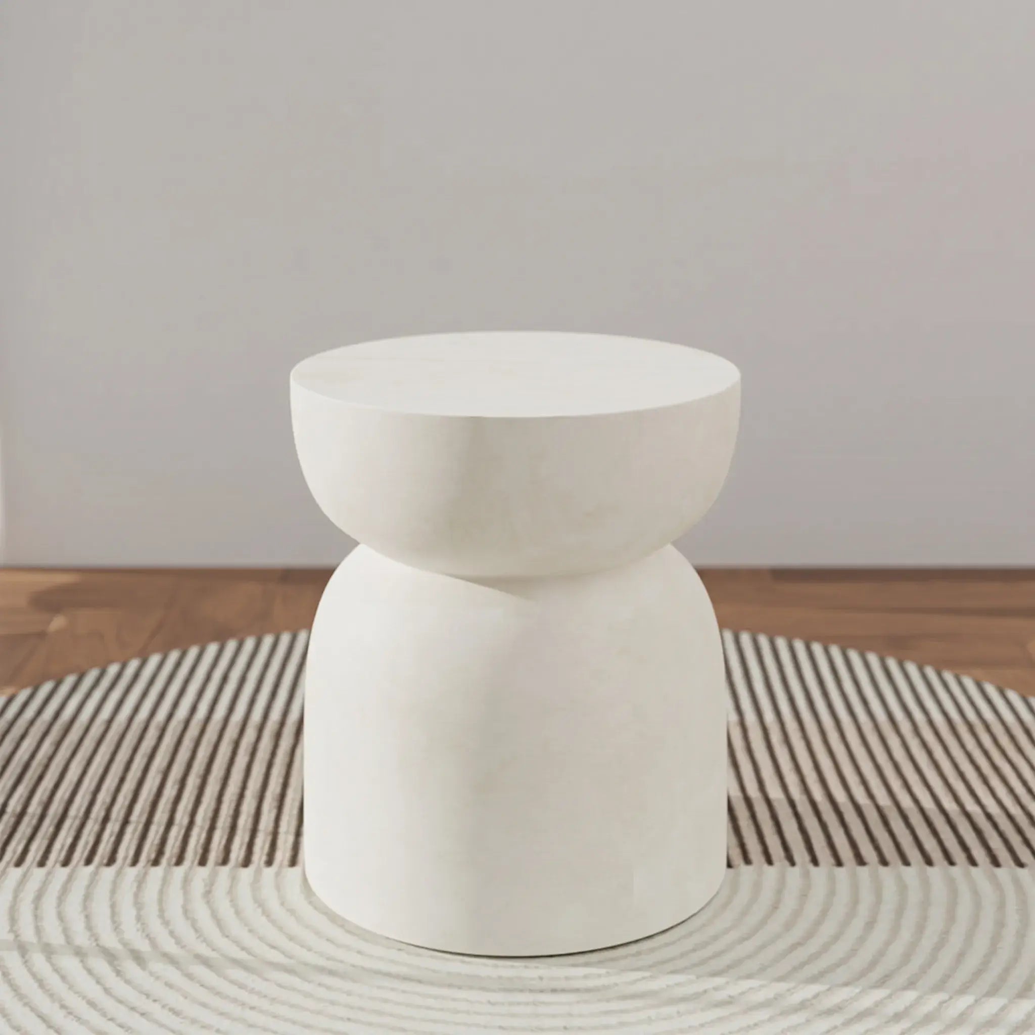 Sculptural Hourglass End and Side Table With Textured Matte Finish