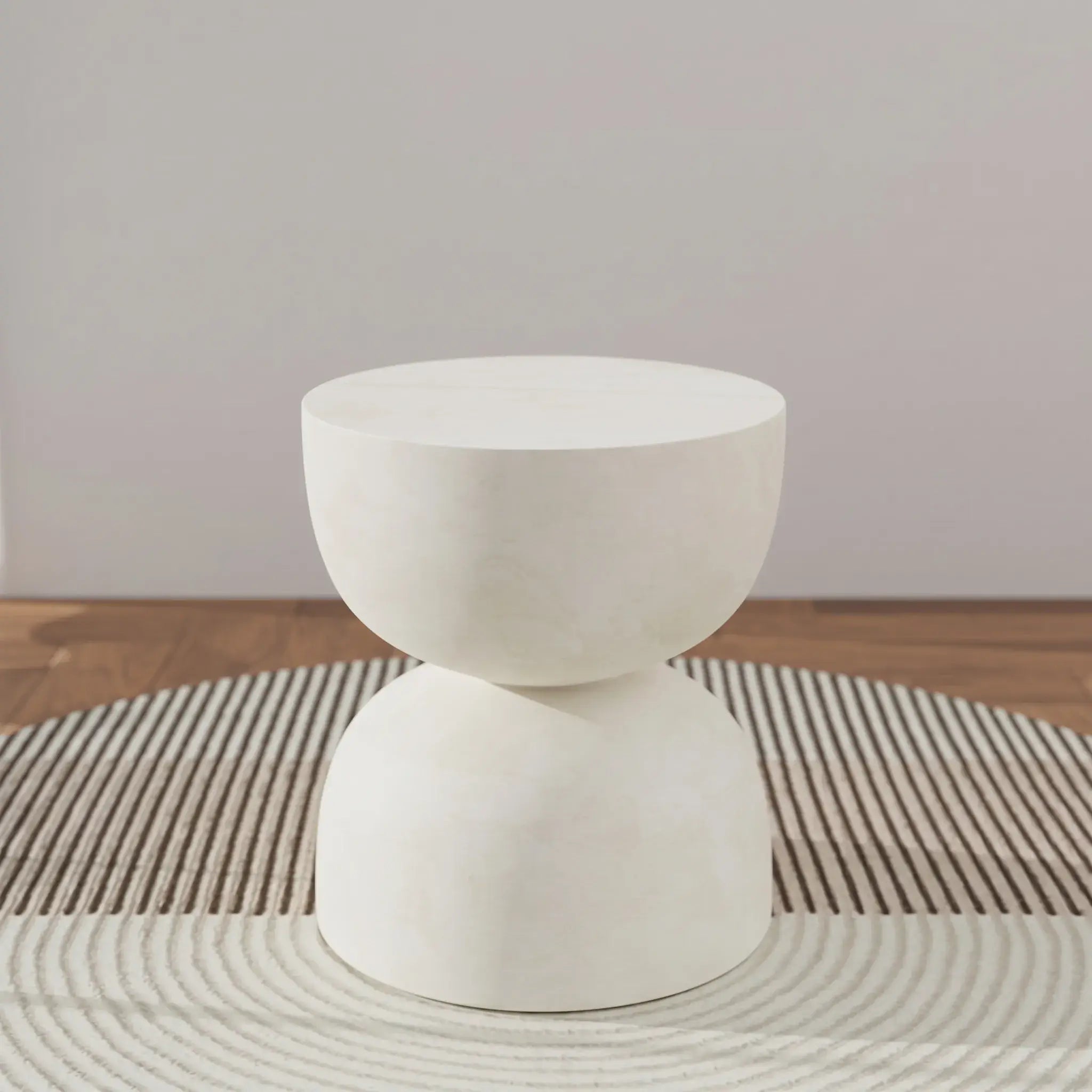 Sculptural Hourglass End and Side Table With Textured Matte Finish