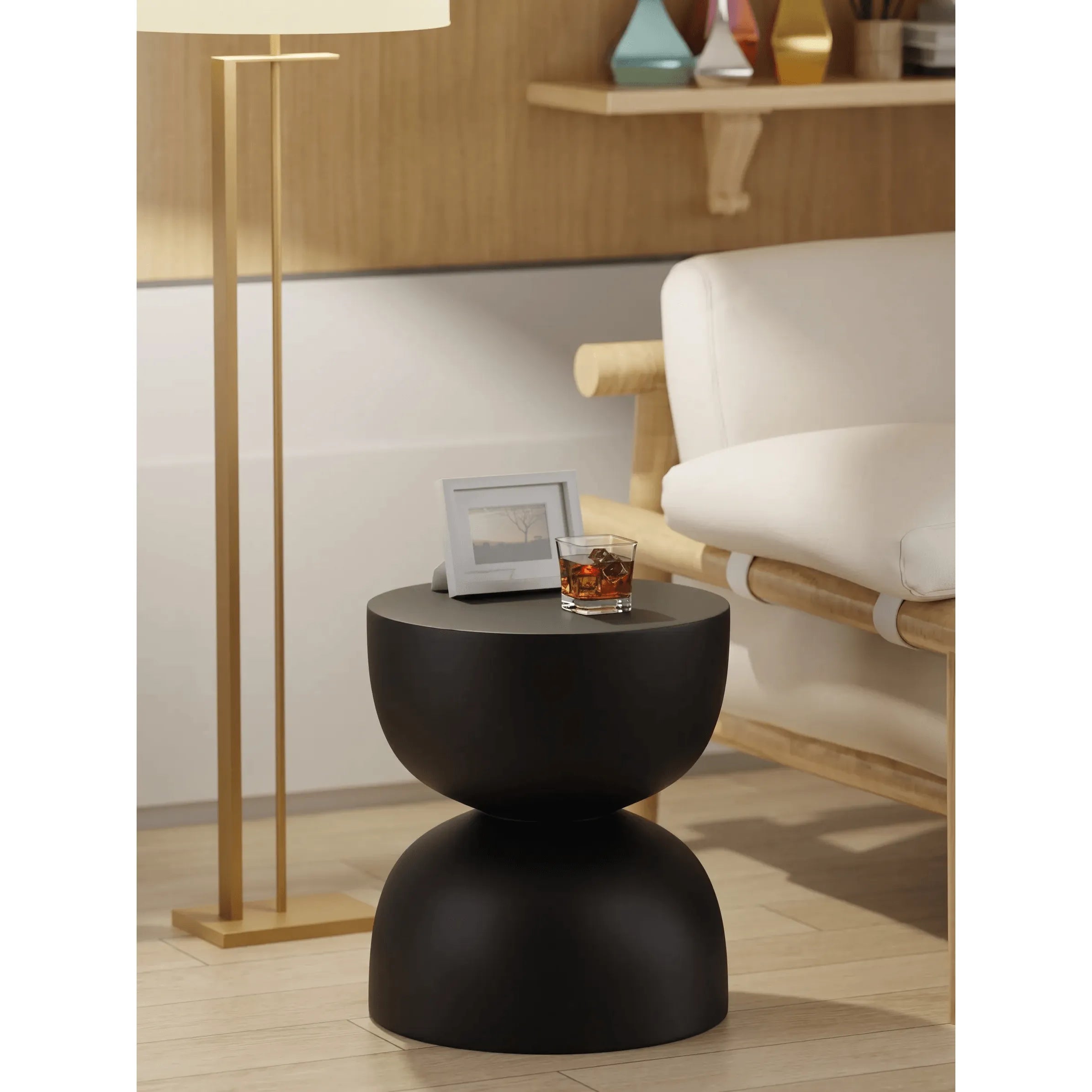 Sculptural Hourglass End and Side Table With Textured Matte Finish
