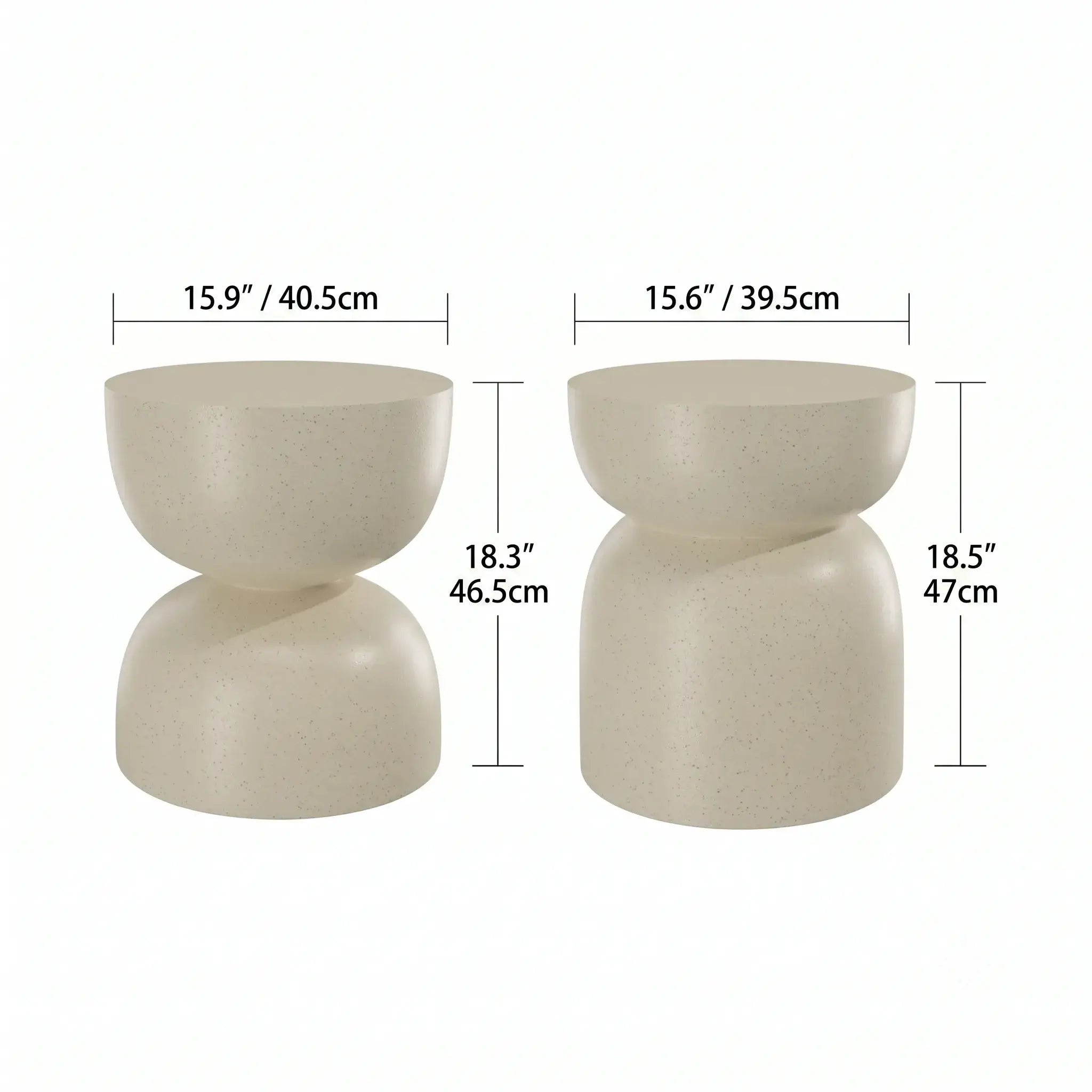 Sculptural Hourglass End and Side Table With Textured Matte Finish Dimensions