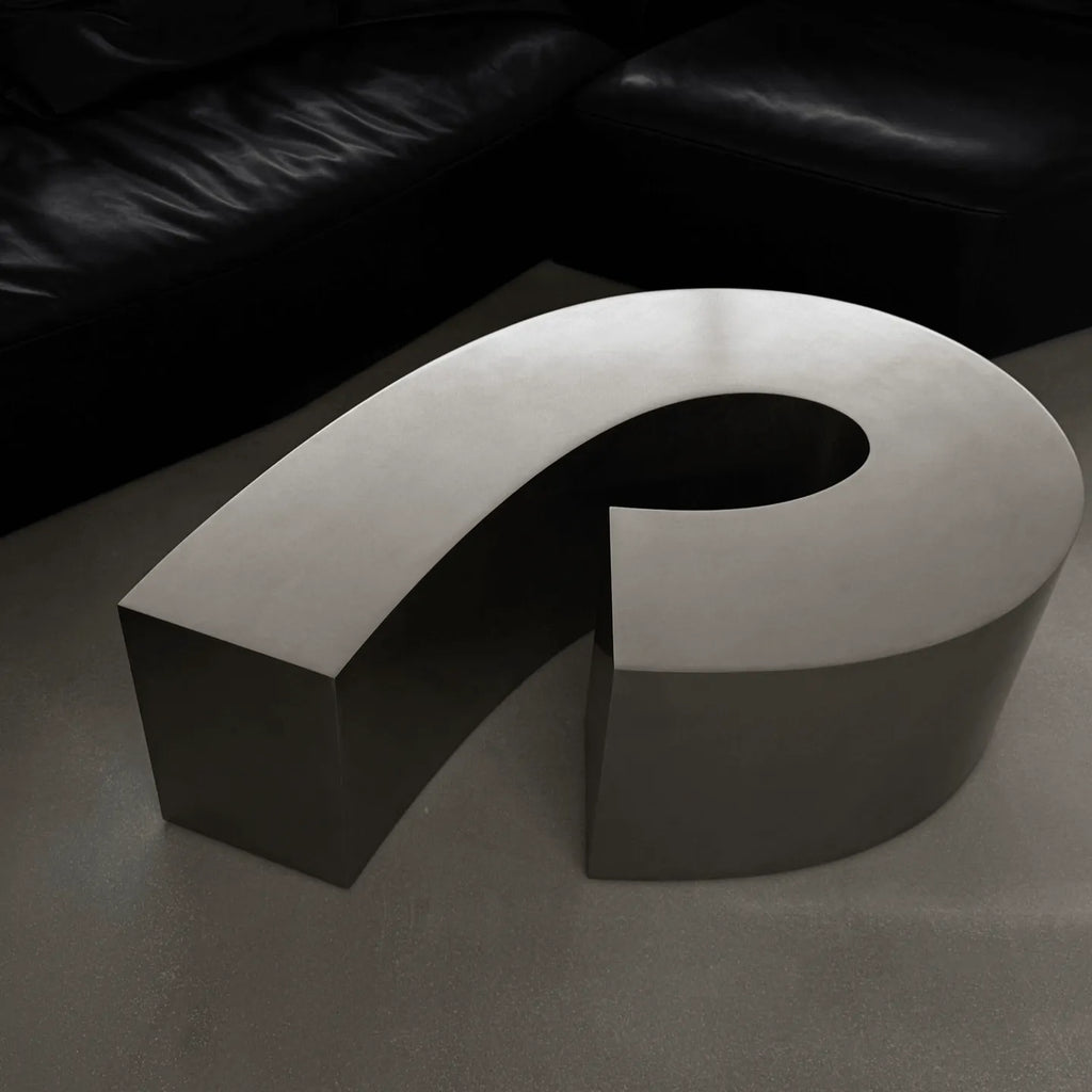 Sculptural Infinity-Form Stainless Steel Coffee Table with Matte Brushed Finish