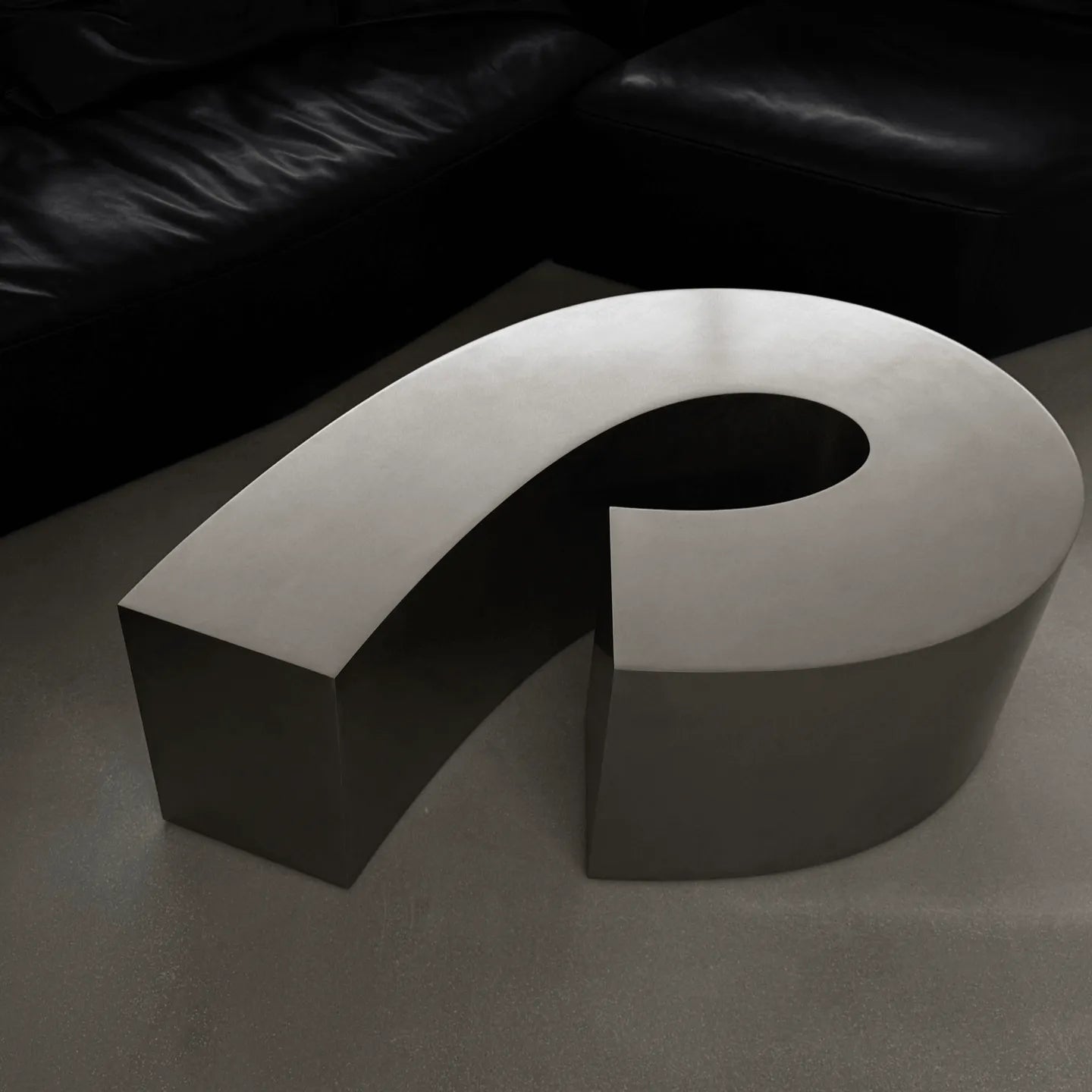 Sculptural Infinity-Form Stainless Steel Coffee Table with Matte Brushed Finish
