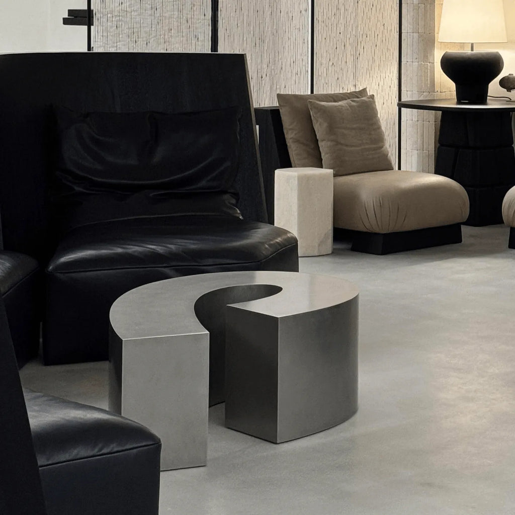 Sculptural Infinity-Form Stainless Steel Coffee Table with Matte Brushed Finish