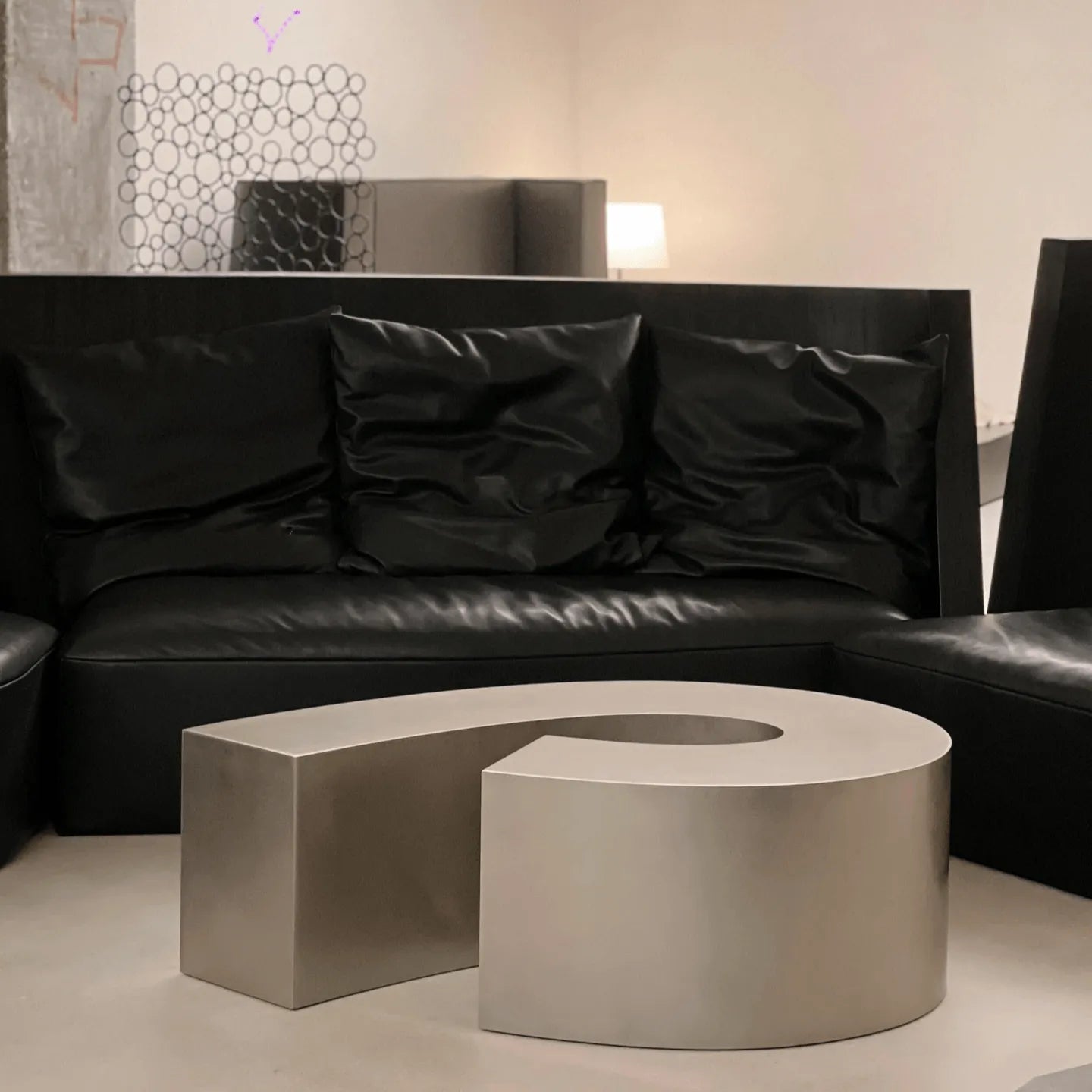 Sculptural Infinity-Form Stainless Steel Coffee Table with Matte Brushed Finish Main Product Image Main image