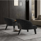 Sculptural Italian Accent Chair with Curved Shelter Arms and Textured Upholstery