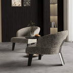 Sculptural Italian Accent Chair with Curved Shelter Arms and Textured Upholstery