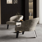 Sculptural Italian Accent Chair with Curved Shelter Arms and Textured Upholstery