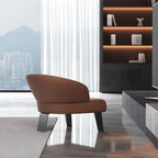 Sculptural Italian Accent Chair with Curved Shelter Arms and Textured Upholstery