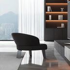 Sculptural Italian Accent Chair with Curved Shelter Arms and Textured Upholstery