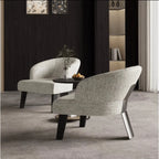Sculptural Italian Accent Chair with Curved Shelter Arms and Textured Upholstery