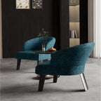 Sculptural Italian Accent Chair with Curved Shelter Arms and Textured Upholstery