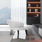 Sculptural Italian Accent Chair with Curved Shelter Arms and Textured Upholstery