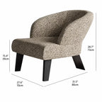 Sculptural Italian Accent Chair with Curved Shelter Arms and Textured Upholstery Dimensions