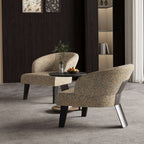 Sculptural Italian Accent Chair with Curved Shelter Arms and Textured Upholstery