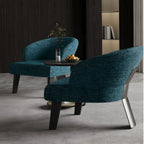 Sculptural Italian Accent Chair with Curved Shelter Arms and Textured Upholstery