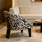 Sculptural Italian Accent Chair with Curved Shelter Arms and Textured Upholstery