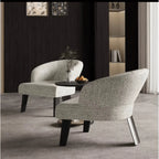 Sculptural Italian Accent Chair with Curved Shelter Arms and Textured Upholstery