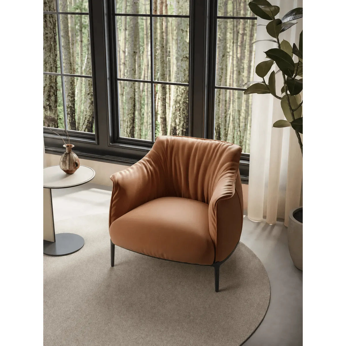 Sculptural Italian Leather Archibald Armchair with Wrapped Comfort