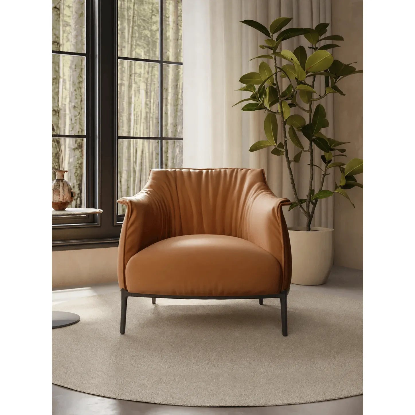 Fauteuil sculptural Archibald en cuir italien au confort enveloppant Image secondaire du produit