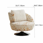 Sculptural Khaki Graffiti Swivel Chair With Curved Lounge Silhouette Dimensions