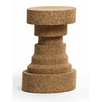 Sculptural Layered Cork Stool and Cork Side Table Series for Living Room