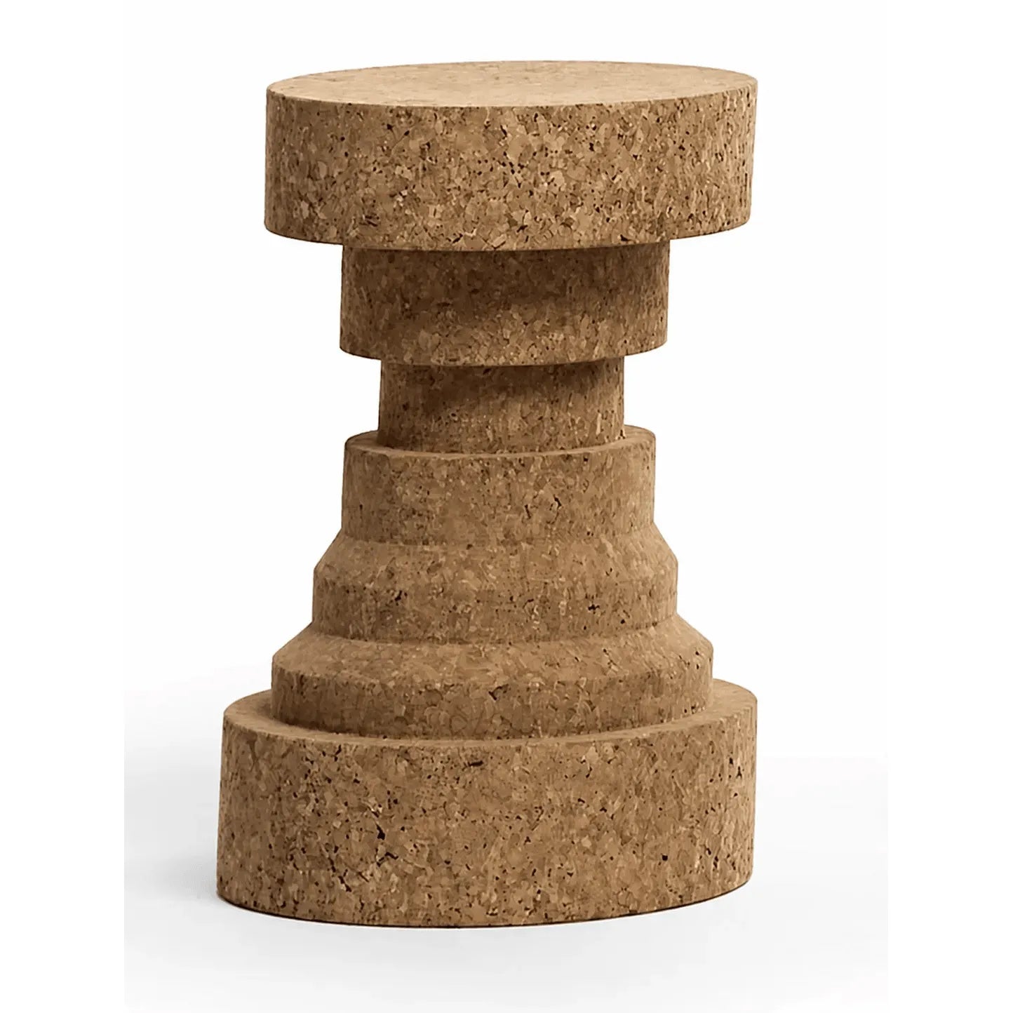 Sculptural Layered Cork Stool and Cork Side Table Series for Living Room