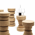 Sculptural Layered Cork Stool and Cork Side Table Series for Living Room