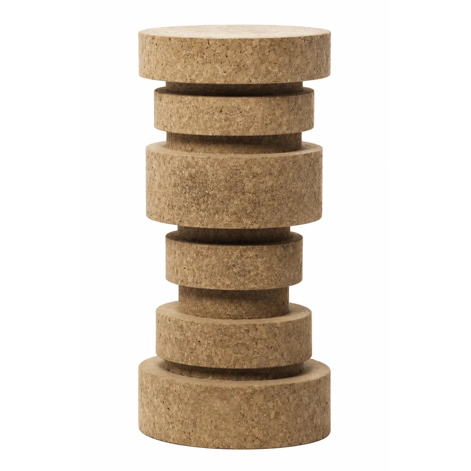 Sculptural Layered Cork Stool and Cork Side Table Series for Living Room