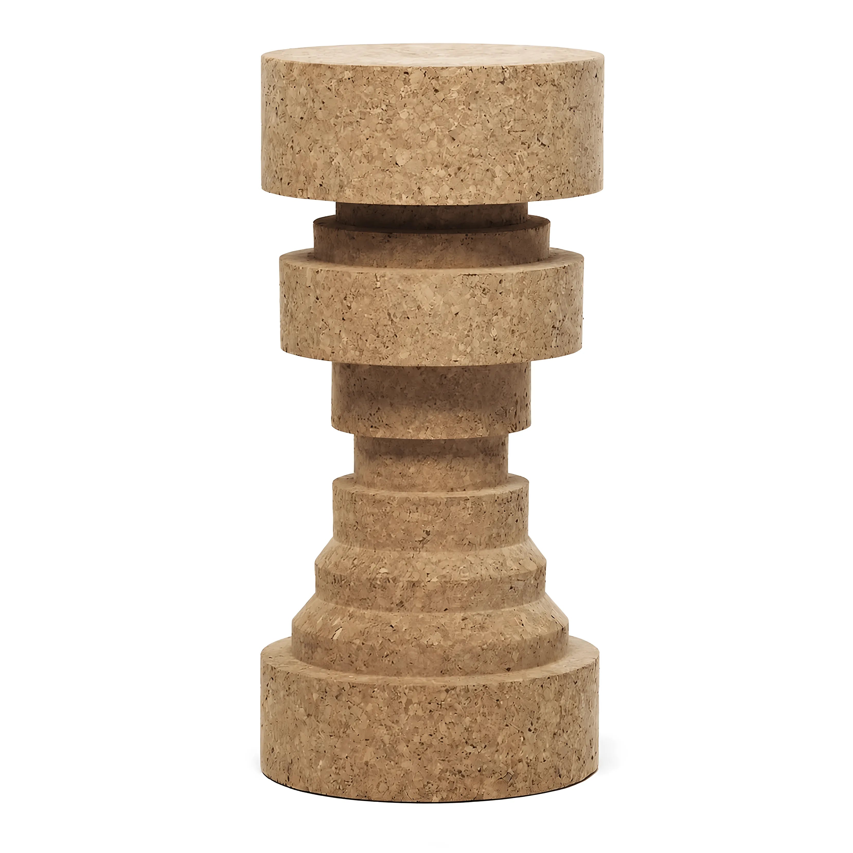 Sculptural Layered Cork Stool and Cork Side Table Series for Living Room