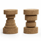 Sculptural Layered Cork Stool and Cork Side Table Series for Living Room Main Product Image