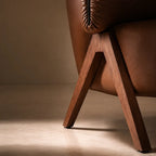 Sculptural Leather Accent Chair with Walnut Frame for Lounge Corners