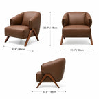 Sculptural Leather Accent Chair with Walnut Frame for Lounge Corners