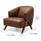 Sculptural Leather Accent Chair with Walnut Frame for Lounge Corners Dimensions