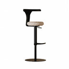 Sculptural Leather Bar Stool with Swivel Lift and Slim Pedestal Base