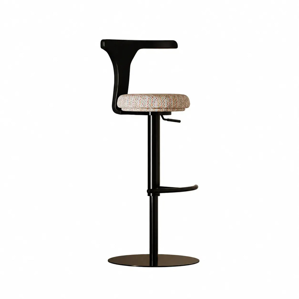 Sculptural Leather Bar Stool with Swivel Lift and Slim Pedestal Base