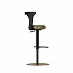 Sculptural Leather Bar Stool with Swivel Lift and Slim Pedestal Base