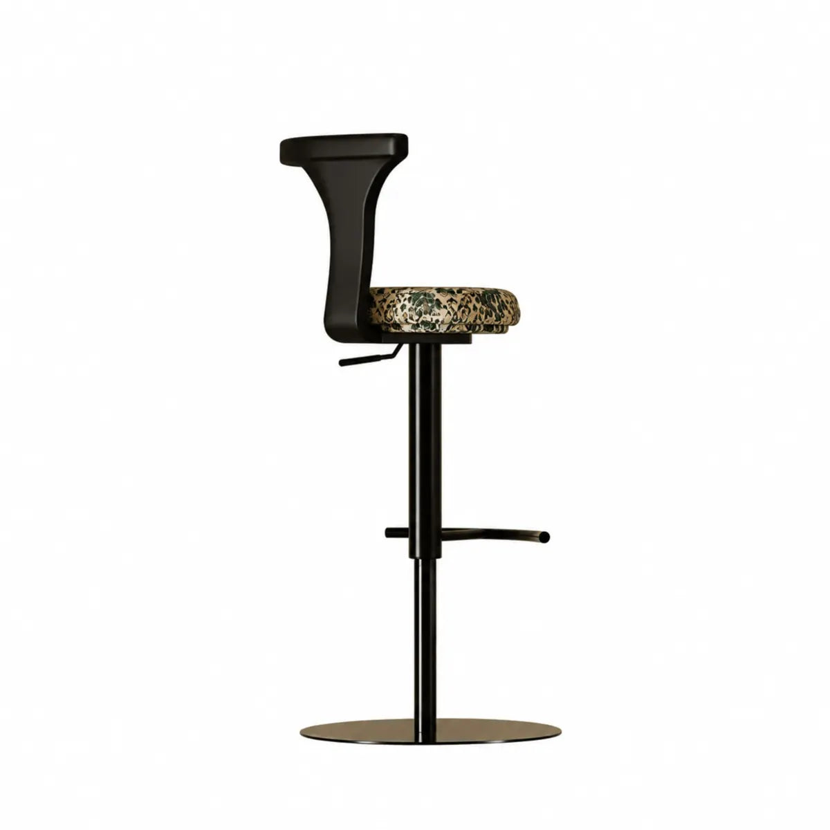 Sculptural Leather Bar Stool with Swivel Lift and Slim Pedestal Base